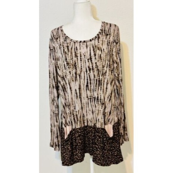 LOGO By Lori Goldstein Women’s Size XL  Animal Print Long Sleeve Tunic Pockets - Picture 1 of 10